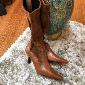 Brown Leather And Suede Boots